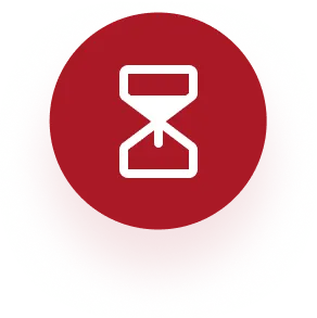 Red hourglass icon, implying time is ticking